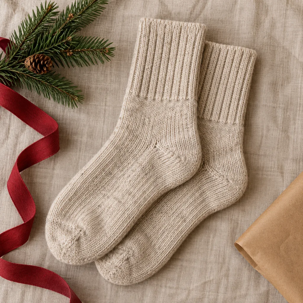 Representative photo-style image of cozy thermal crew socks — generated, not a specific product