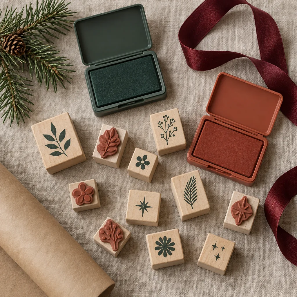 Representative photo-style image of creative journaling embellishment stamp set — generated, not a specific product
