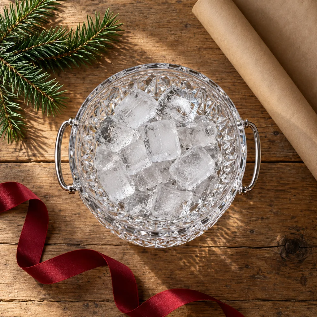 Representative photo-style image of crystal ice bucket — generated, not a specific product