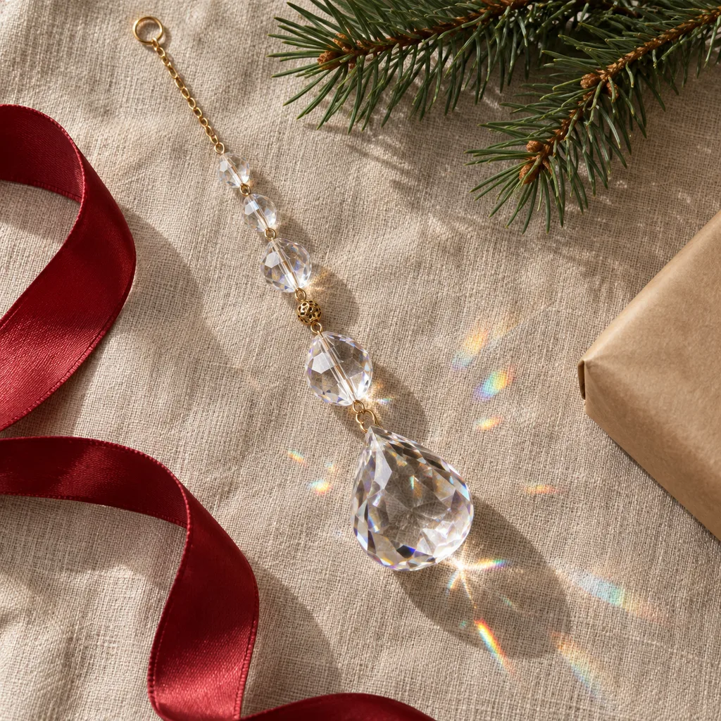 Representative photo-style image of crystal prism suncatcher — generated, not a specific product
