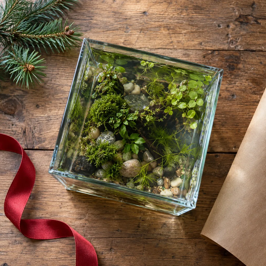 Representative photo-style image of cubic desktop ecosystem display — generated, not a specific product