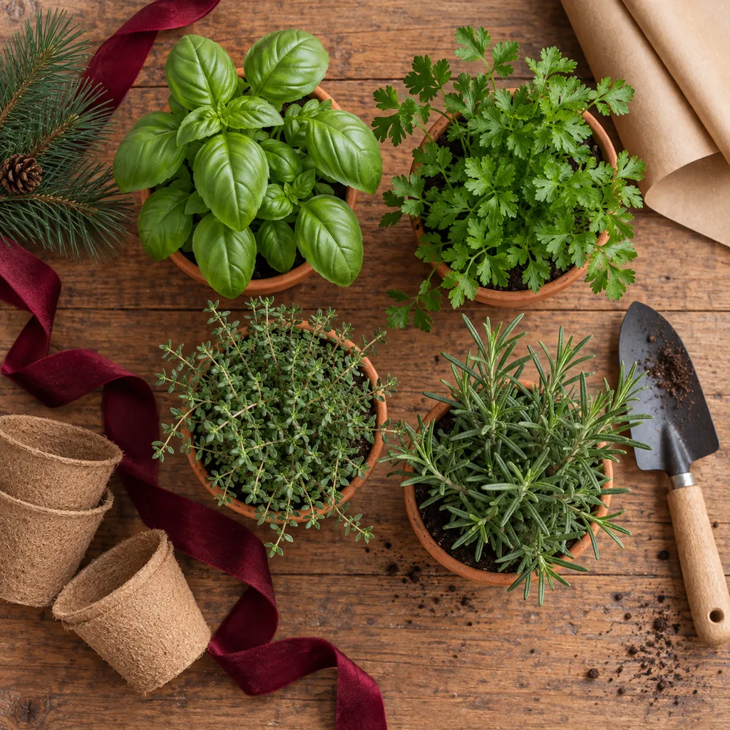 Representative photo-style image of culinary herb garden kit — generated, not a specific product