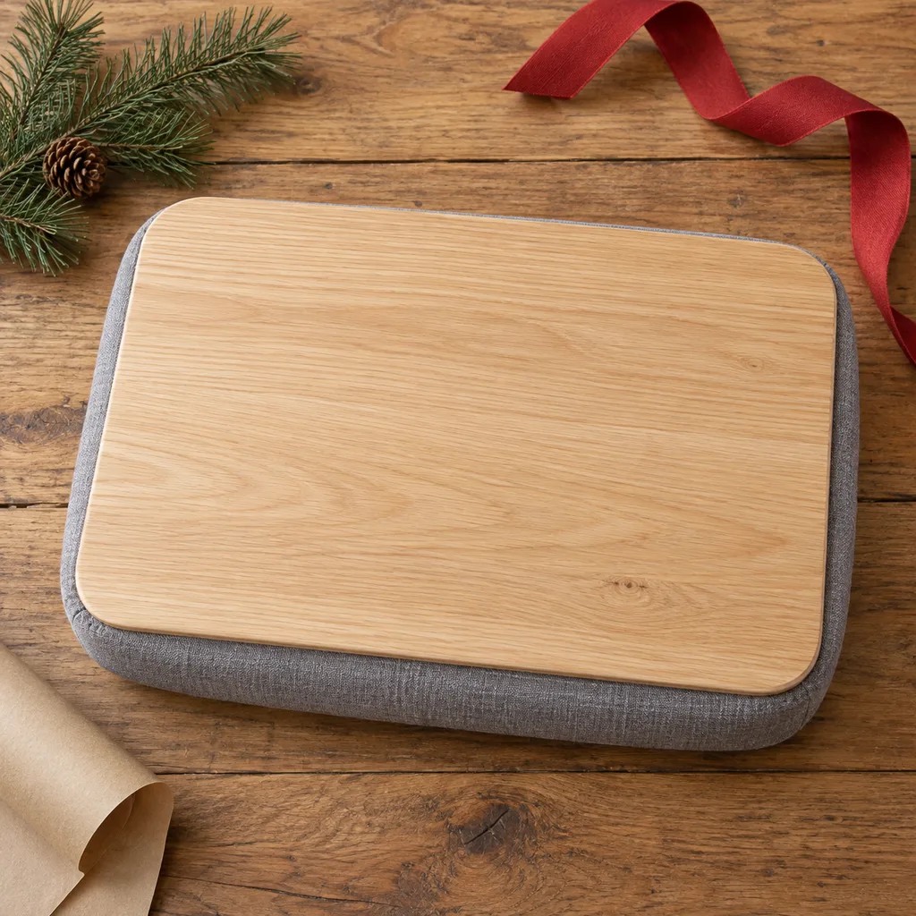 Representative photo-style image of cushioned laptop lap desk — generated, not a specific product