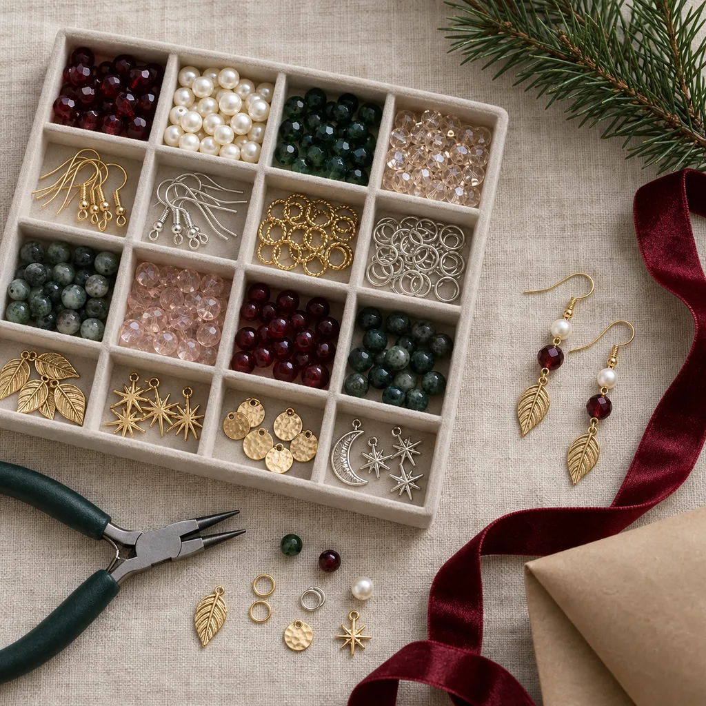 Representative photo-style image of custom earring design kit — generated, not a specific product
