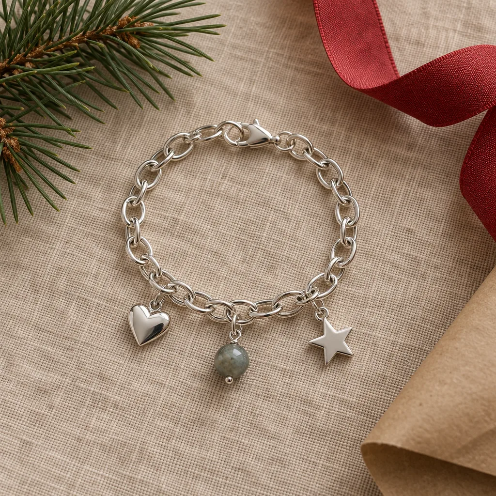 Representative photo-style image of customizable charm bracelet — generated, not a specific product