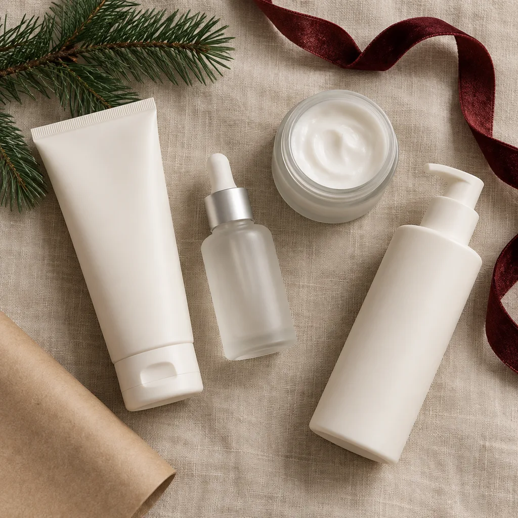 Representative photo-style image of daily skincare essentials kit — generated, not a specific product