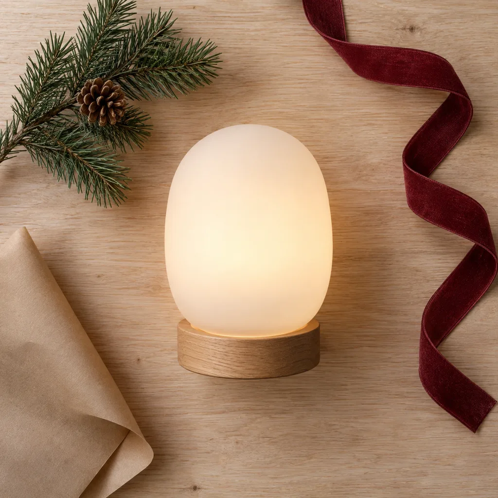 Representative photo-style image of decorative ambient bedside lamp — generated, not a specific product