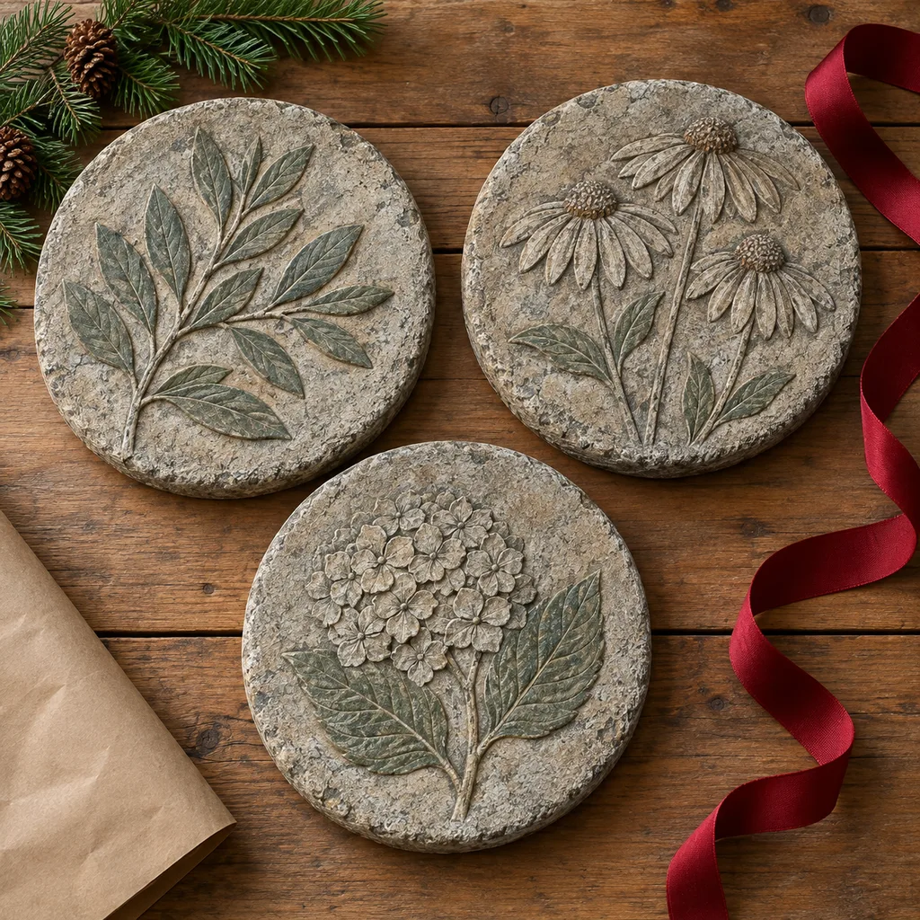 Representative photo-style image of decorative garden stepping stones — generated, not a specific product