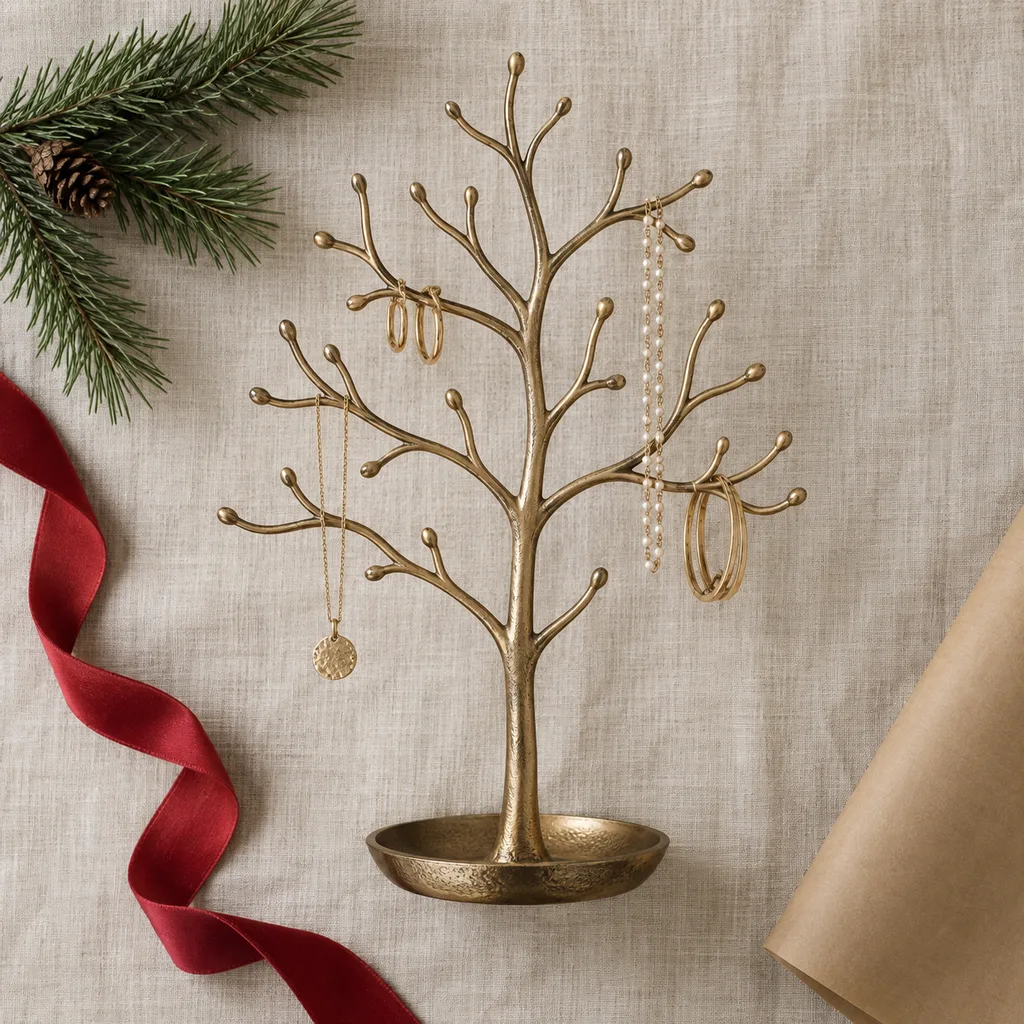 Representative photo-style image of decorative jewelry tree stand — generated, not a specific product