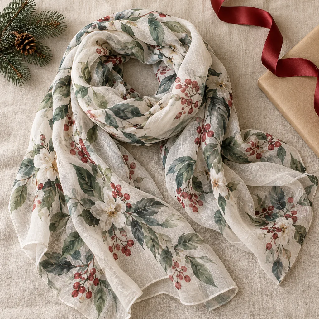Representative photo-style image of decorative lightweight fashion scarf — generated, not a specific product