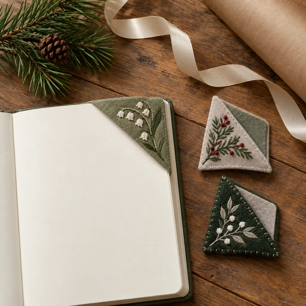 Representative photo-style image of decorative page corner markers — generated, not a specific product