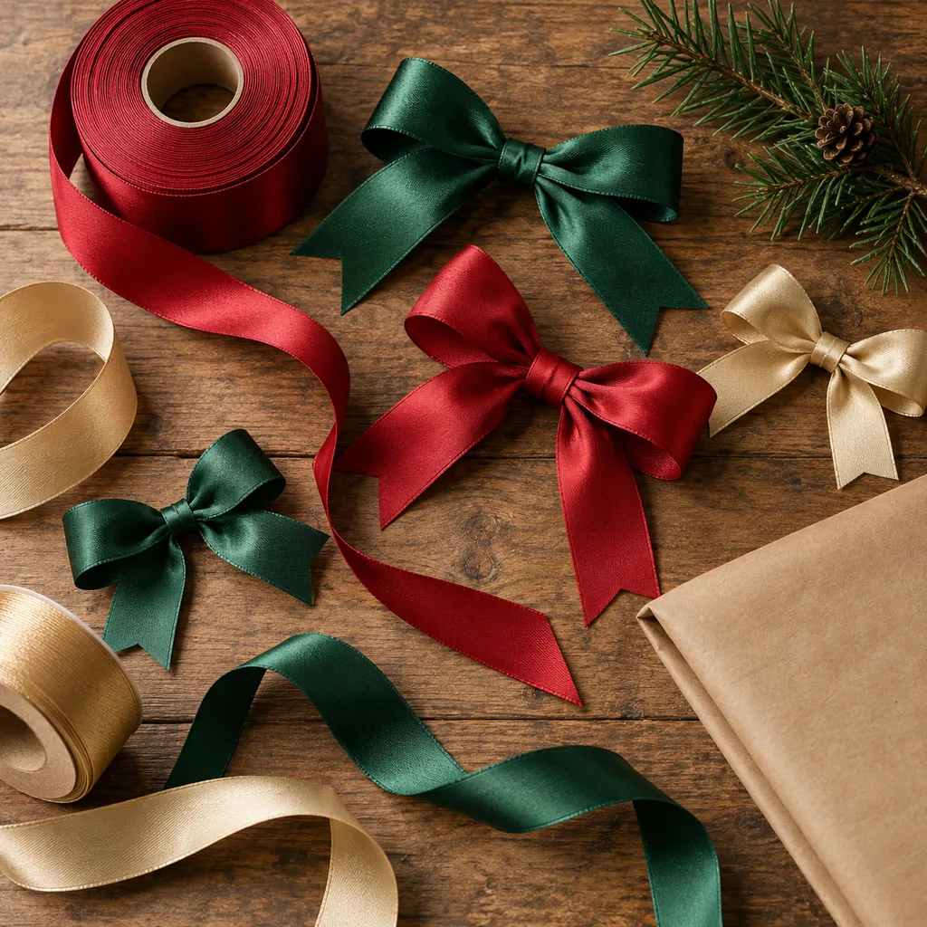 Representative photo-style image of decorative ribbon and bow collection — generated, not a specific product