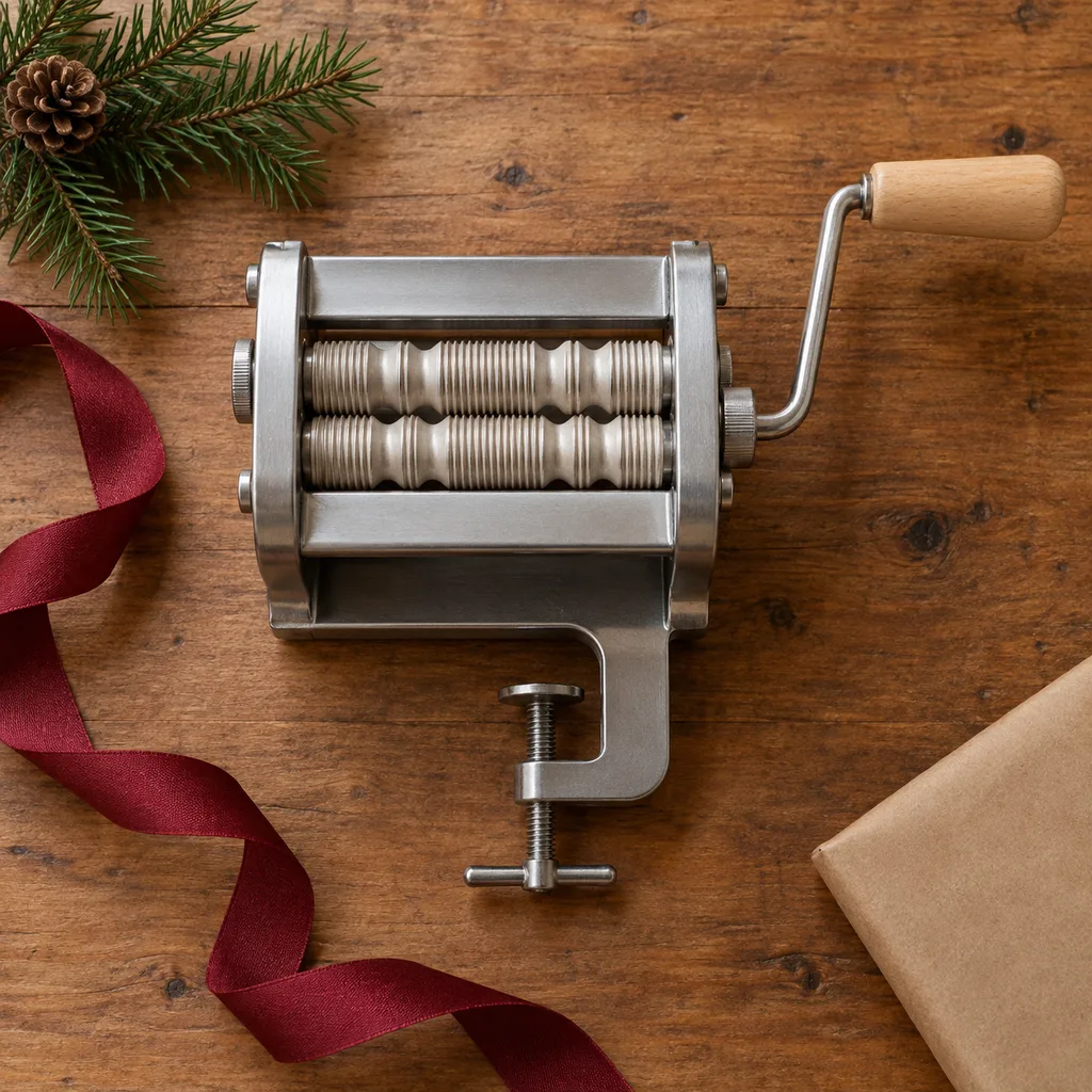 Representative photo-style image of dedicated cavatelli maker machine — generated, not a specific product