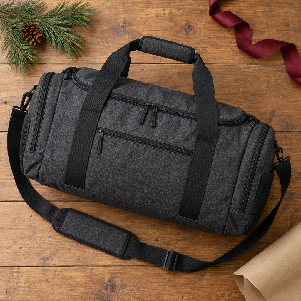Representative photo-style image of dedicated gym workout duffel bag — generated, not a specific product