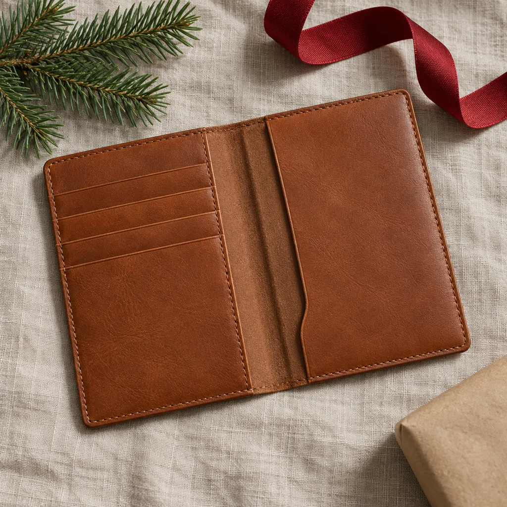 Representative photo-style image of passport holder wallet — generated, not a specific product