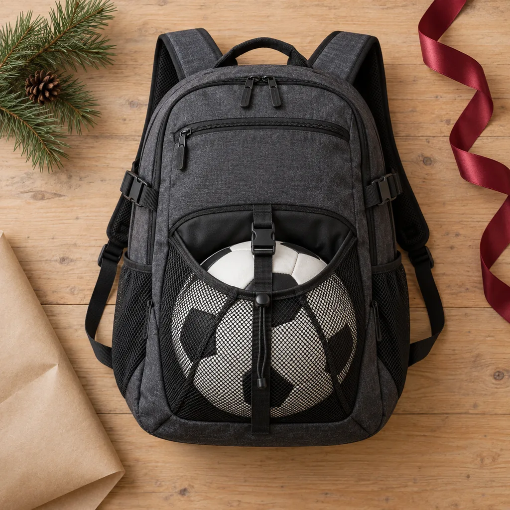 Representative photo-style image of dedicated soccer backpack — generated, not a specific product