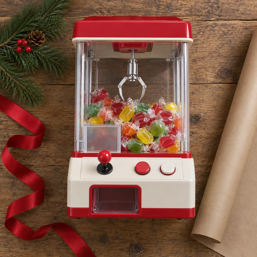 Representative photo-style image of desktop candy grabber machine — generated, not a specific product