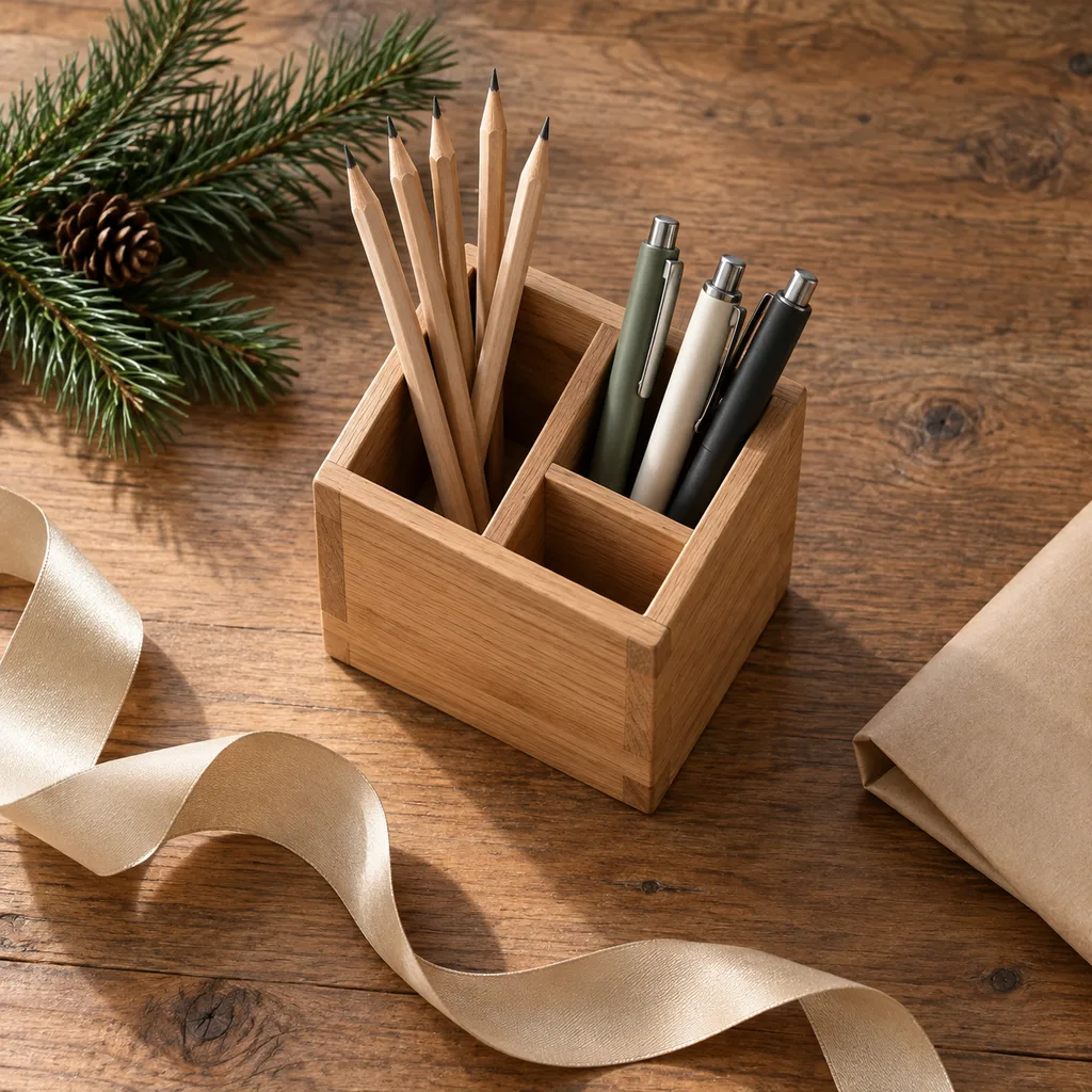 Representative photo-style image of desktop pen and pencil holder — generated, not a specific product