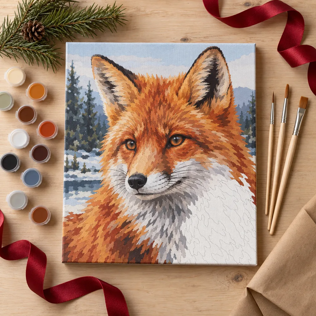 Representative photo-style image of detailed animal portrait paint kit — generated, not a specific product
