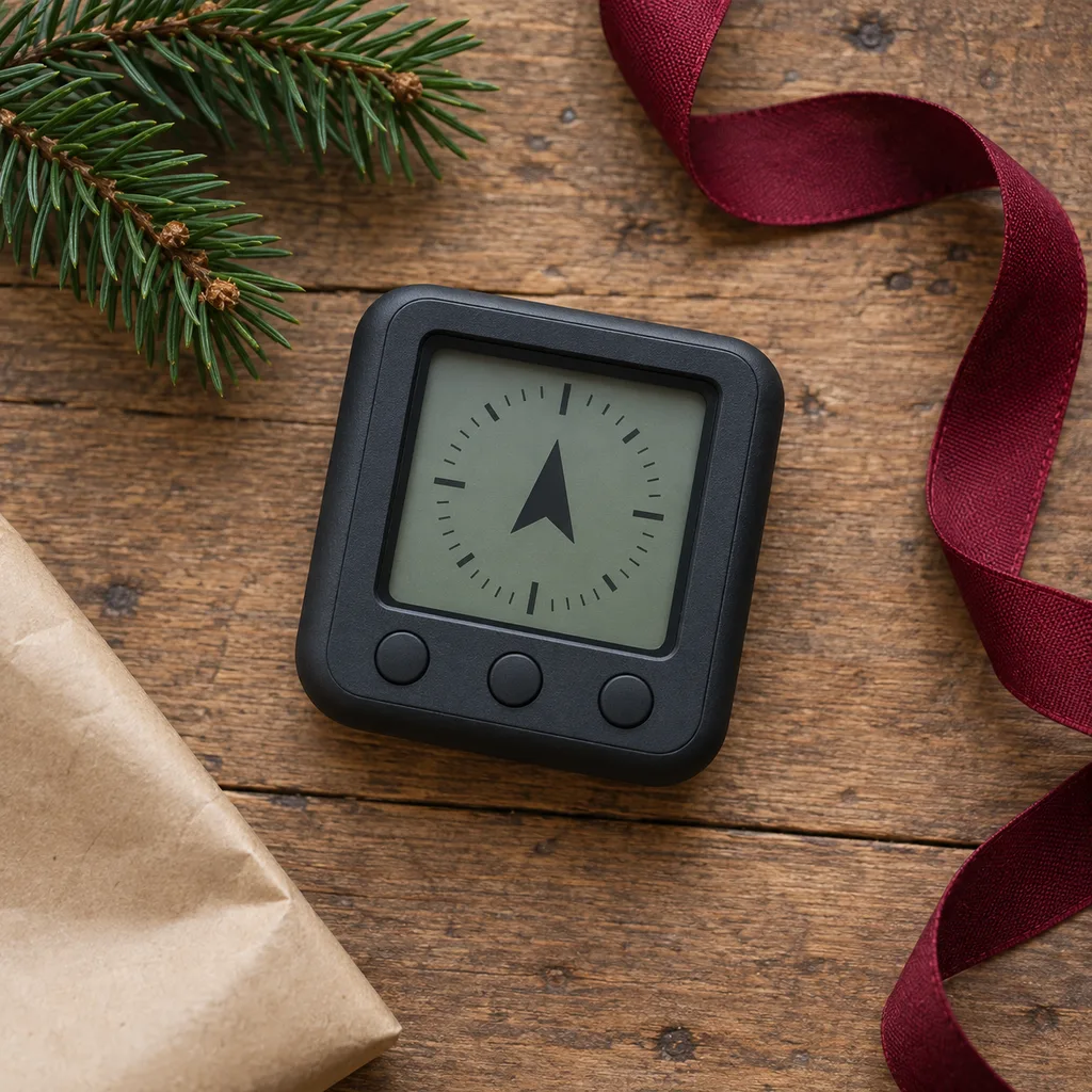 Representative photo-style image of digital electronic compass device — generated, not a specific product