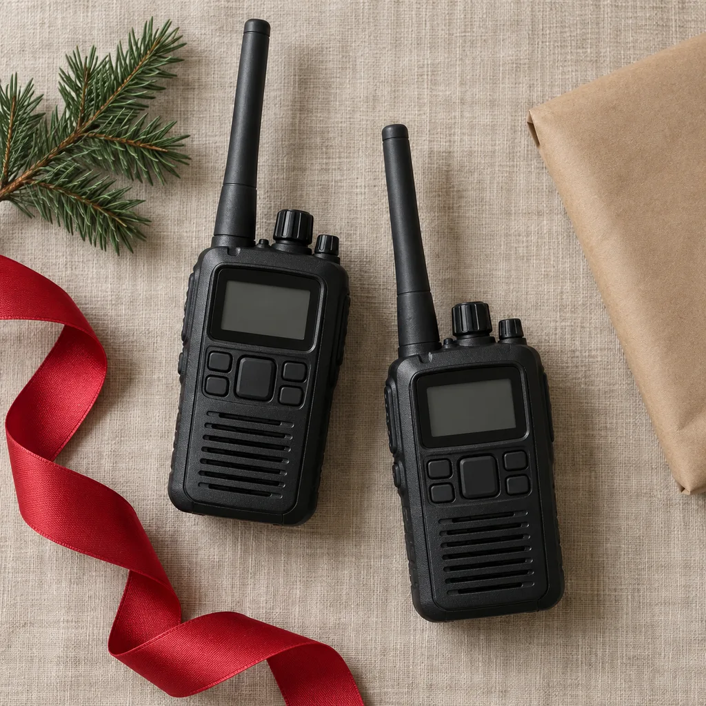 Representative photo-style image of digital two way radios — generated, not a specific product