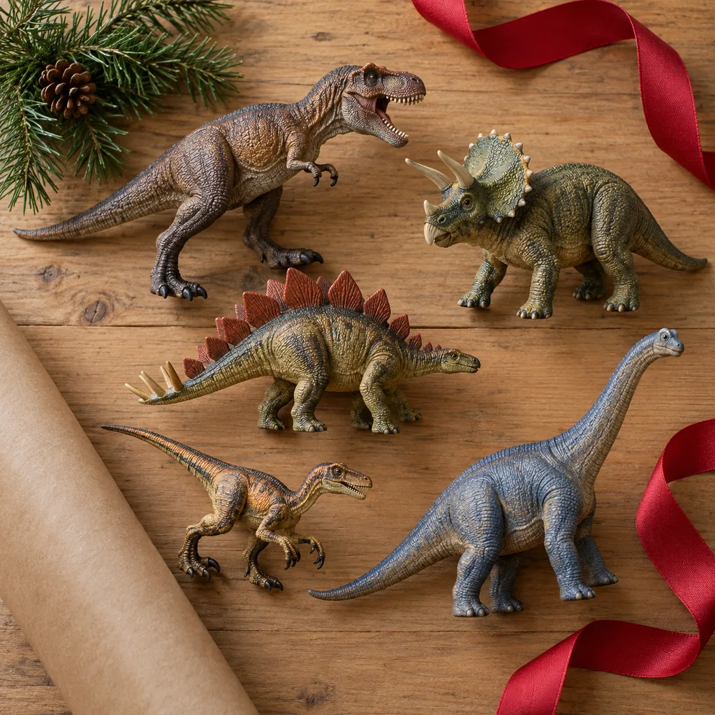 Representative photo-style image of dinosaur play figures — generated, not a specific product