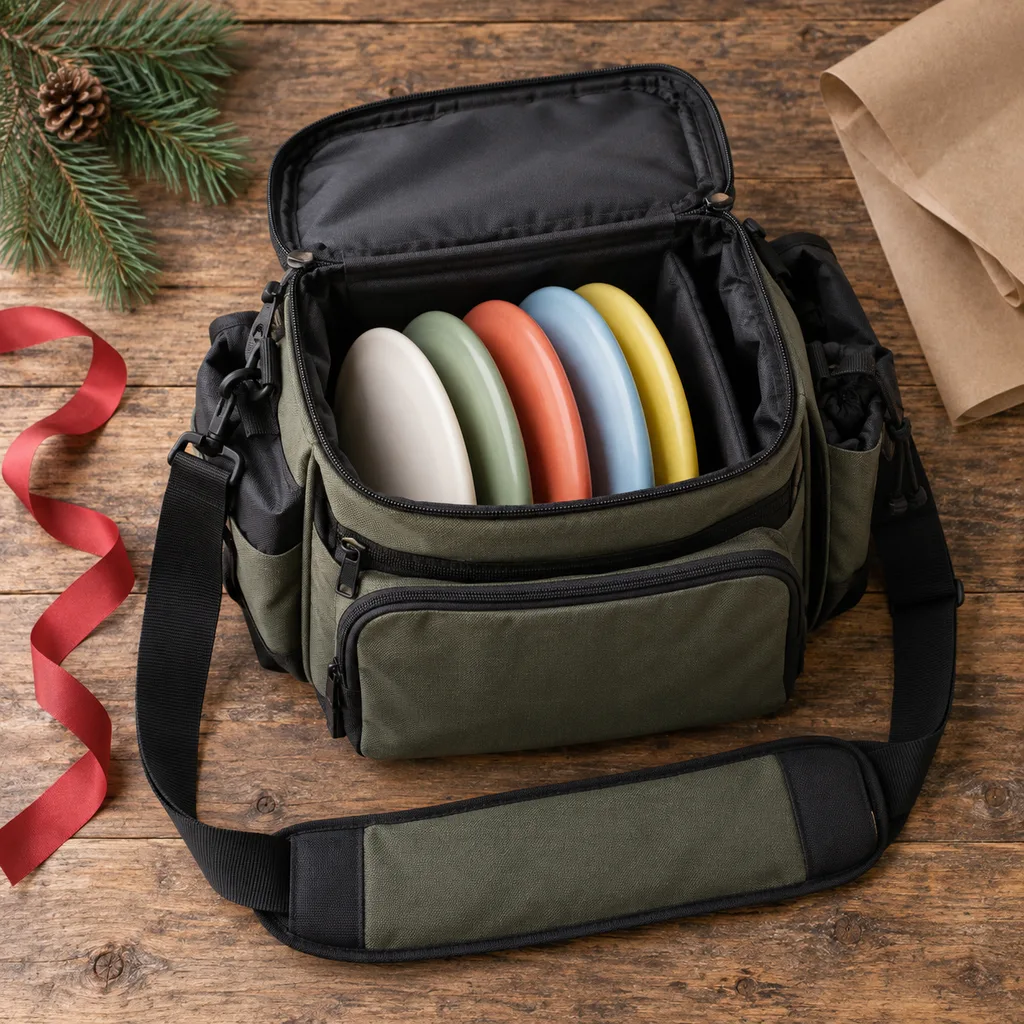Representative photo-style image of disc golf carry bag — generated, not a specific product