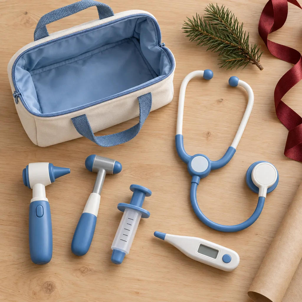 Representative photo-style image of doctor's medical play kit — generated, not a specific product