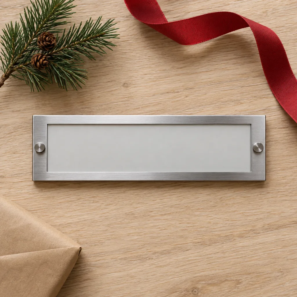 Representative photo-style image of door-mounted office plaque — generated, not a specific product