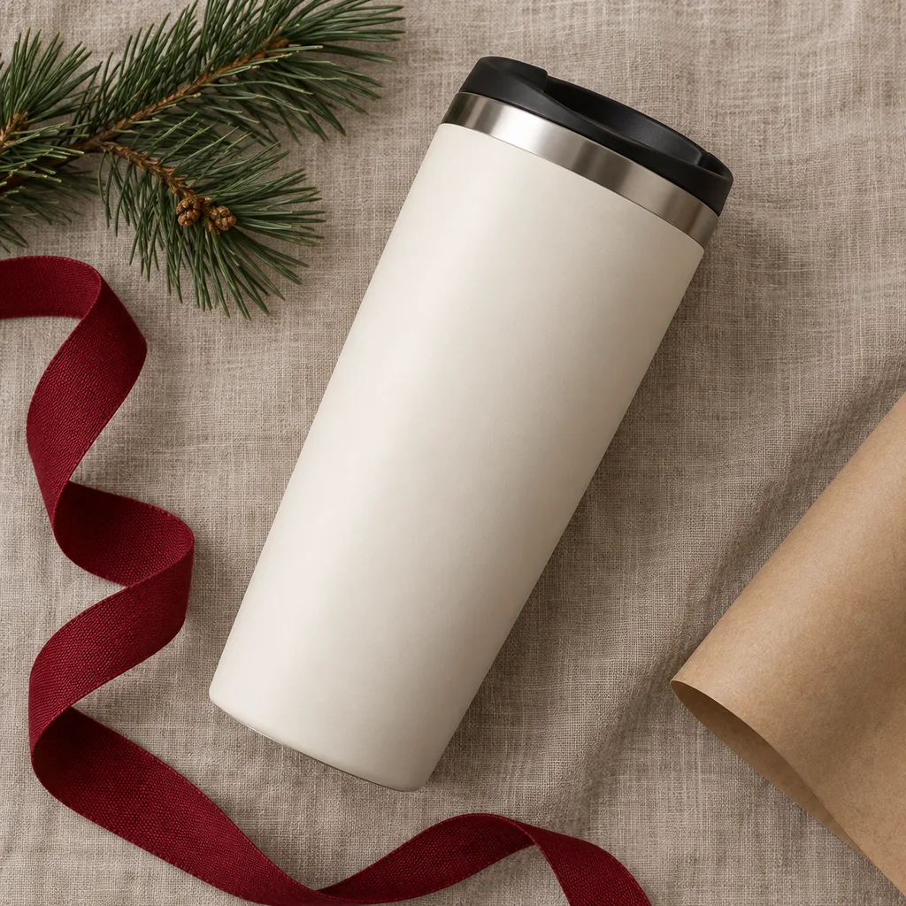 Representative photo-style image of double-wall insulated drink tumbler — generated, not a specific product