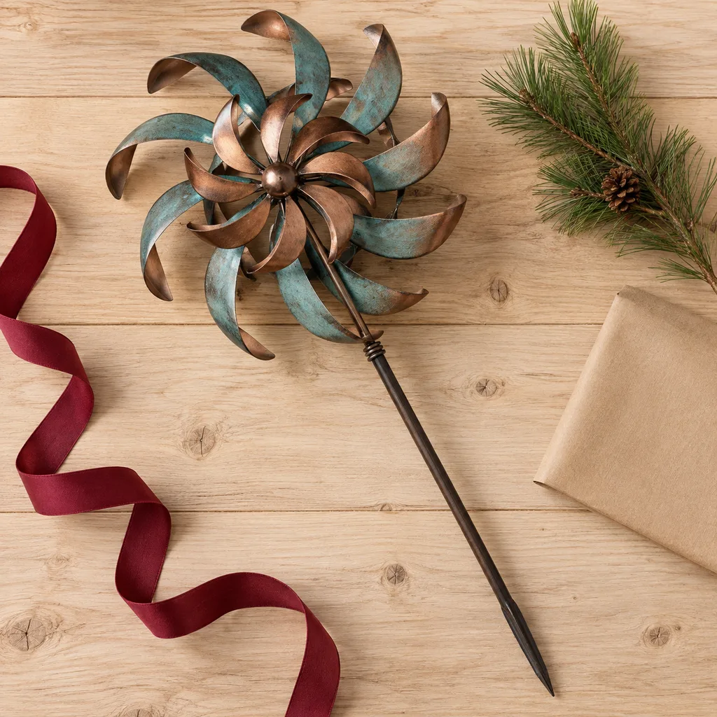 Representative photo-style image of dual motion wind spinner — generated, not a specific product