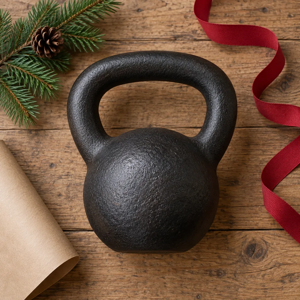 Representative photo-style image of durable cast iron kettlebell — generated, not a specific product