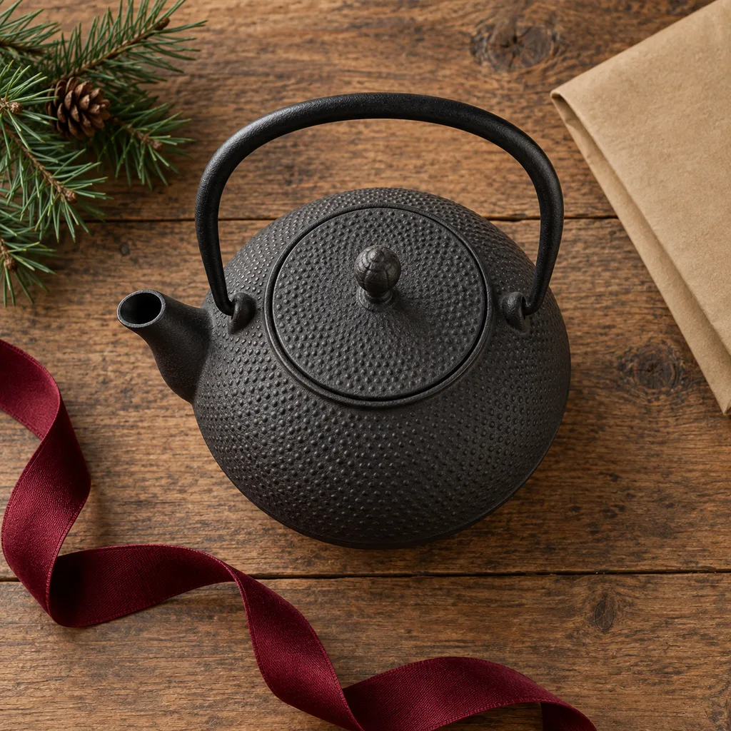 Representative photo-style image of durable cast iron teapot — generated, not a specific product