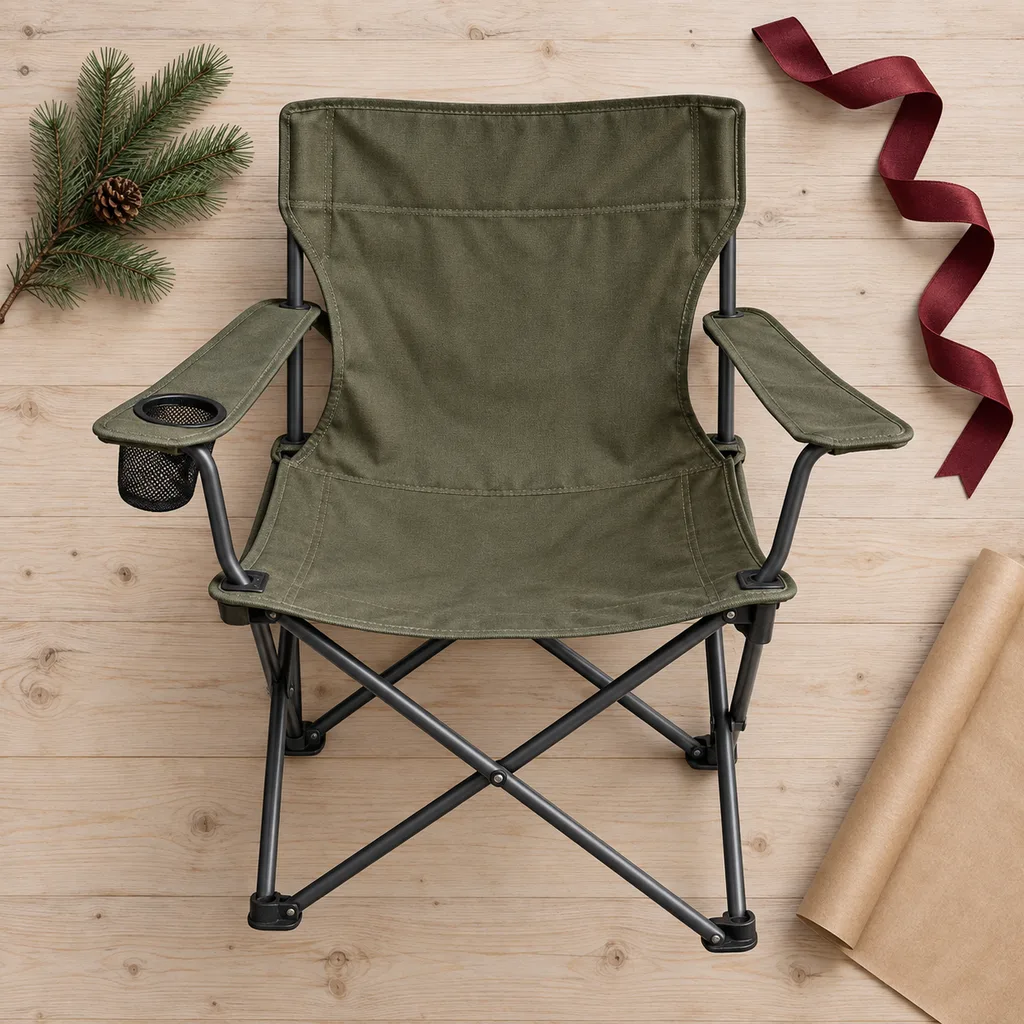 Representative photo-style image of durable folding camp chair — generated, not a specific product