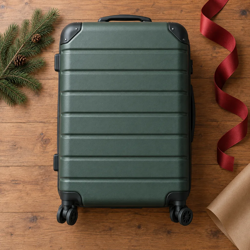 Representative photo-style image of durable hardside spinner luggage — generated, not a specific product