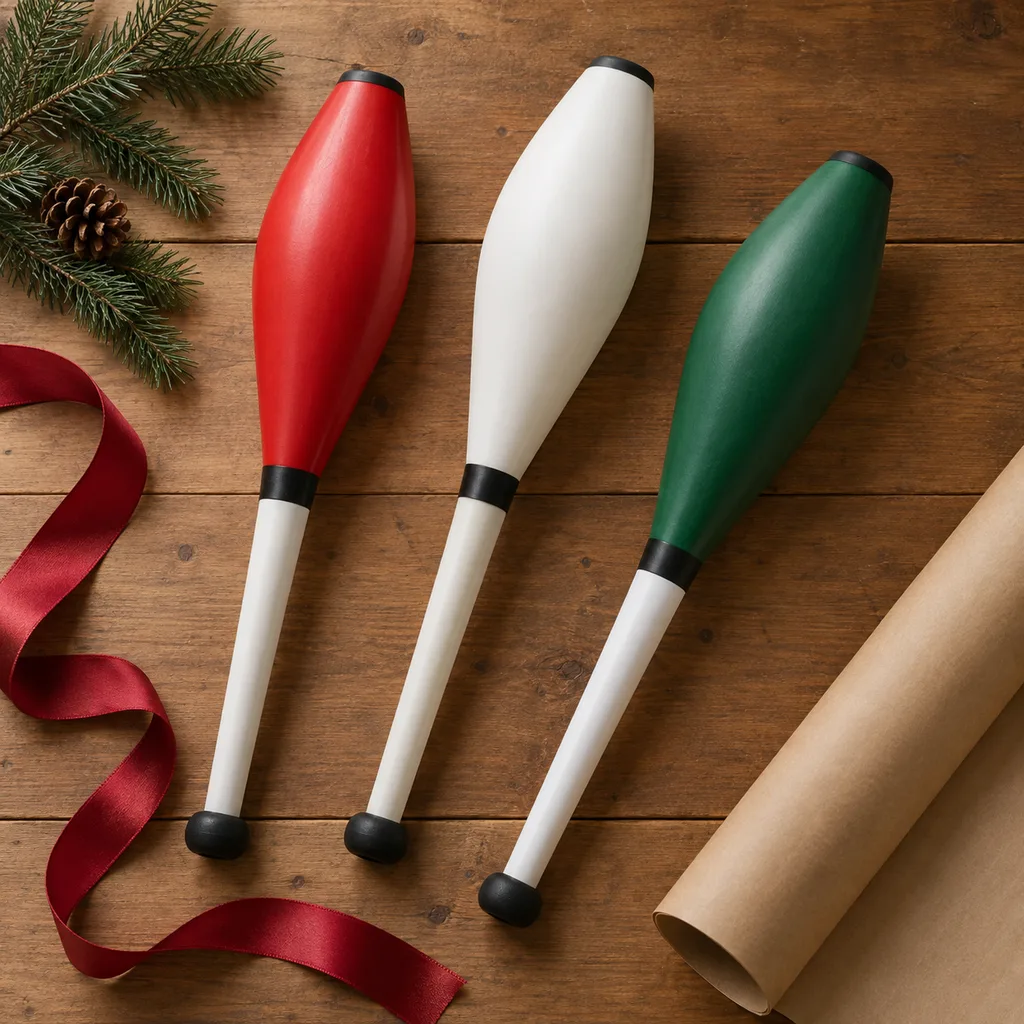 Representative photo-style image of juggling clubs — generated, not a specific product