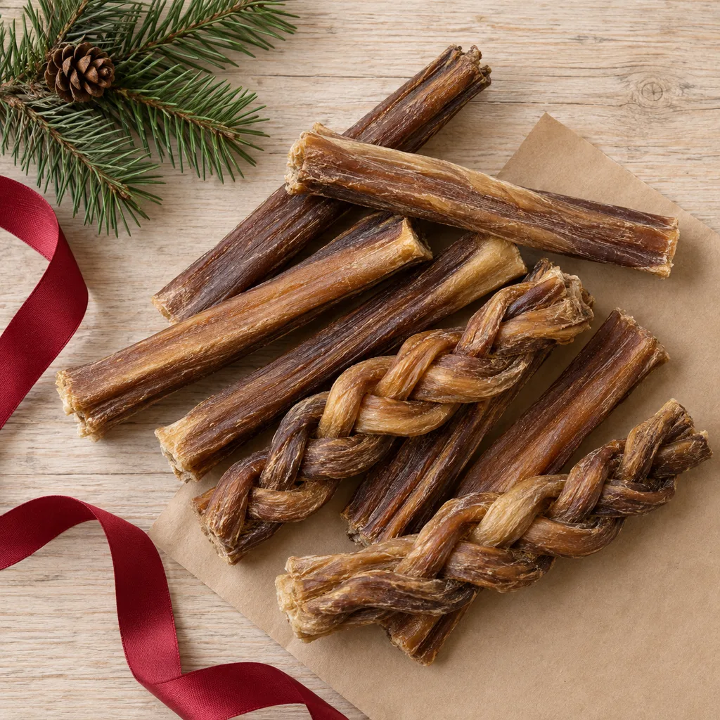 Representative photo-style image of long lasting dog chews — generated, not a specific product
