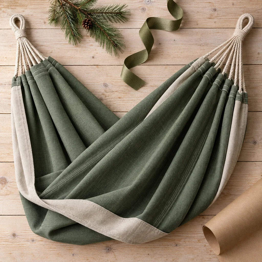 Representative photo-style image of durable outdoor fabric hammock — generated, not a specific product