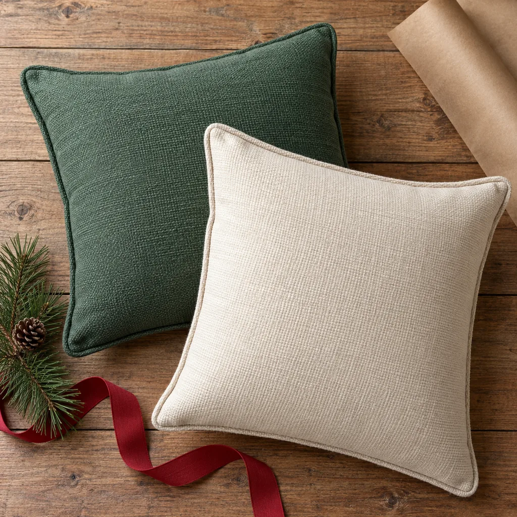 Representative photo-style image of durable outdoor patio throw pillows — generated, not a specific product