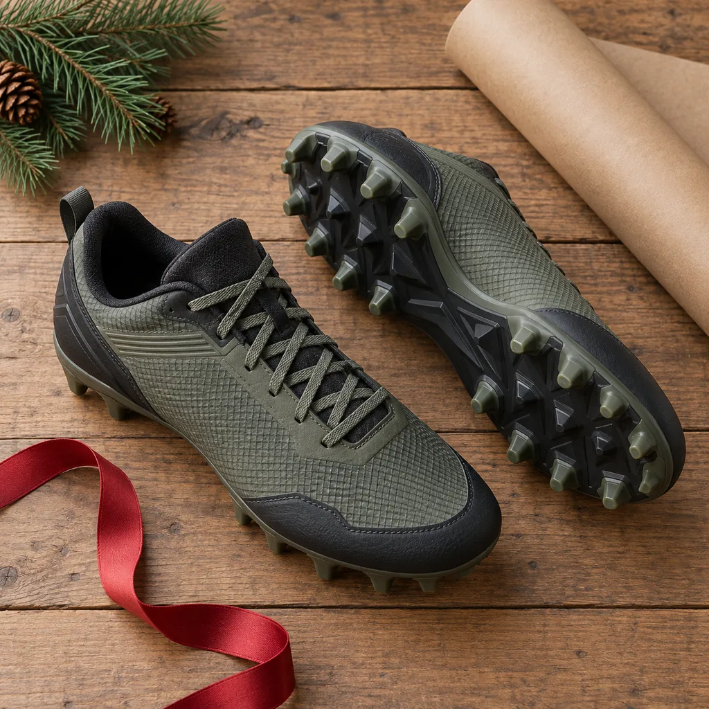 Representative photo-style image of durable outdoor sports cleats — generated, not a specific product