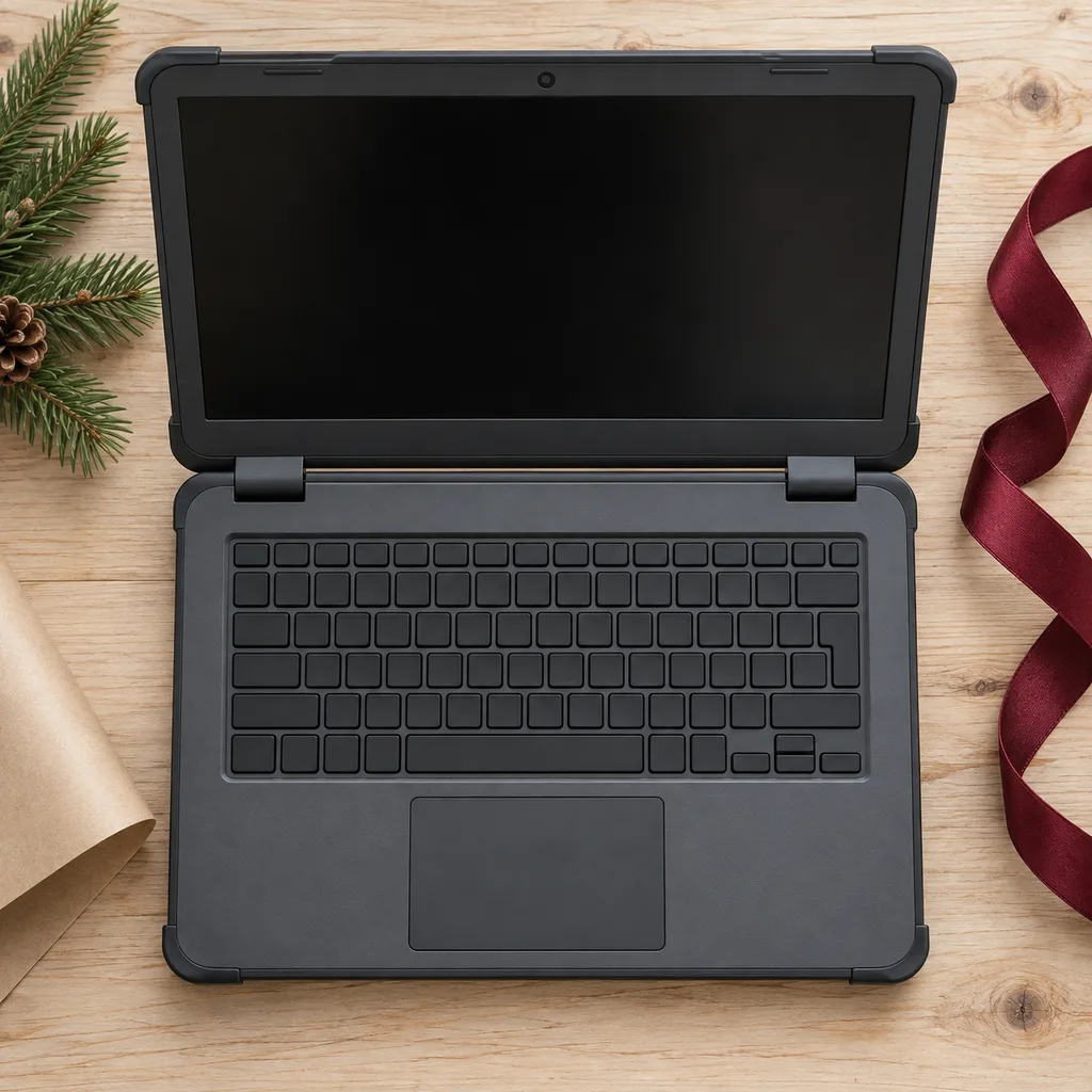 Representative photo-style image of durable student laptop — generated, not a specific product