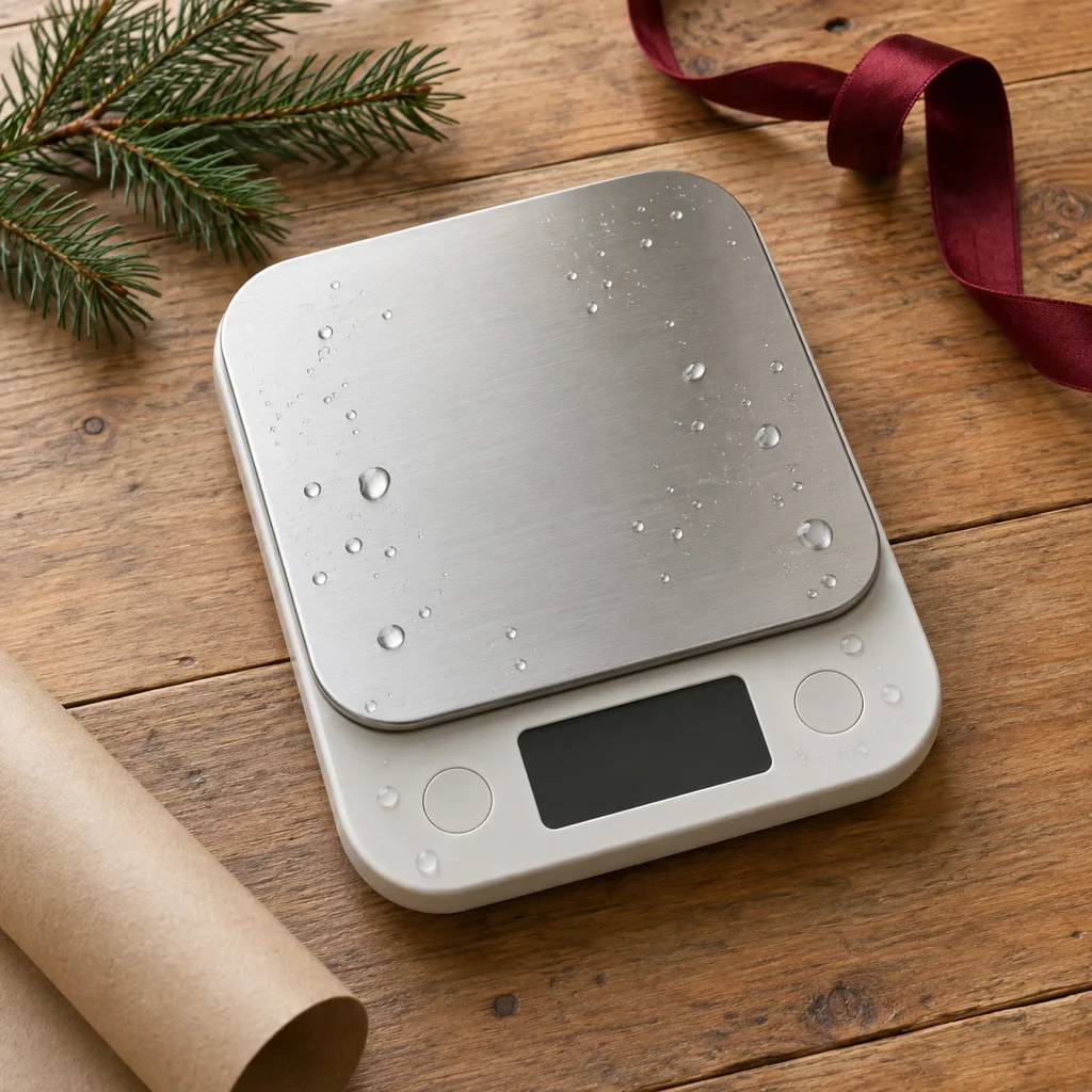 Representative photo-style image of waterproof kitchen scale — generated, not a specific product