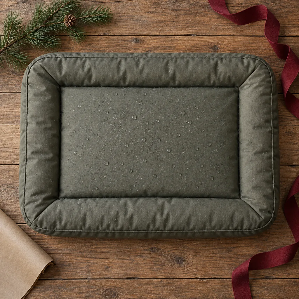Representative photo-style image of durable waterproof outdoor pet mattress — generated, not a specific product