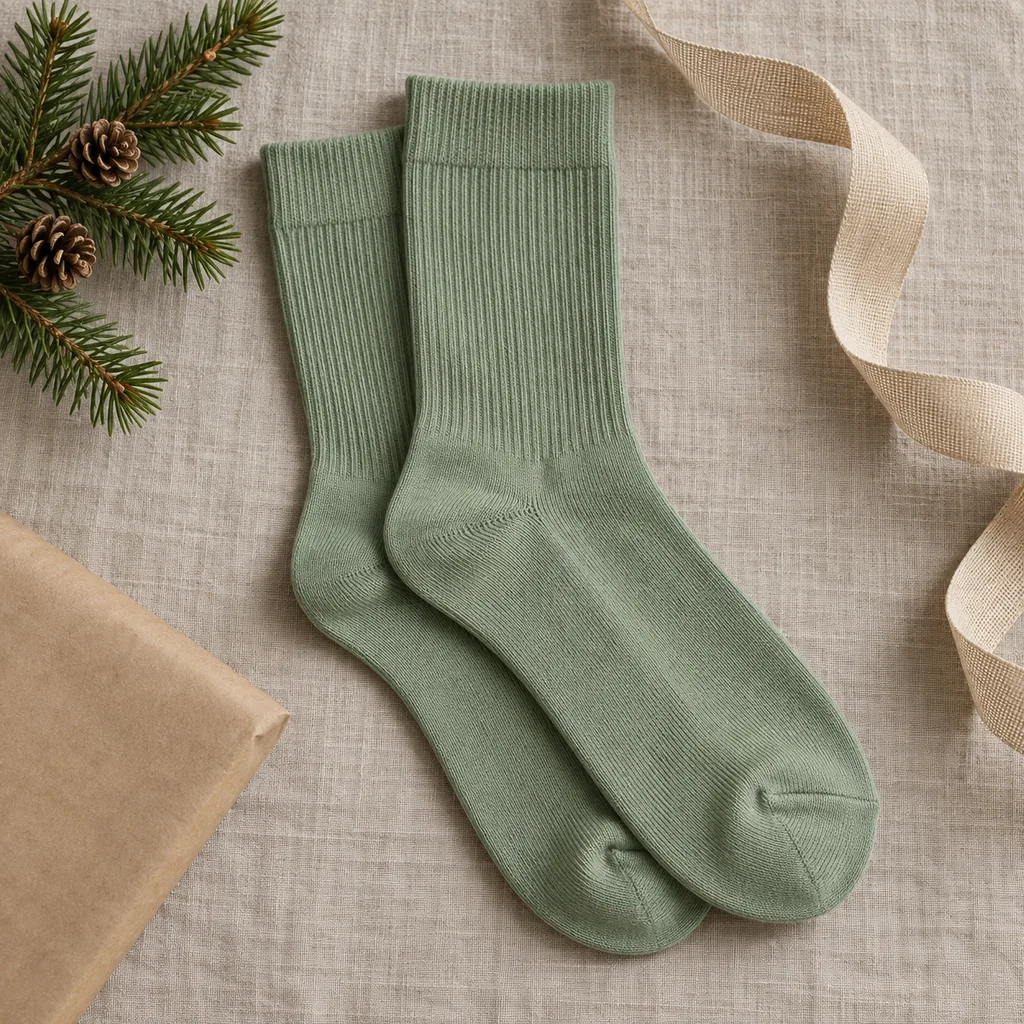 Representative photo-style image of eco-friendly bamboo crew socks — generated, not a specific product