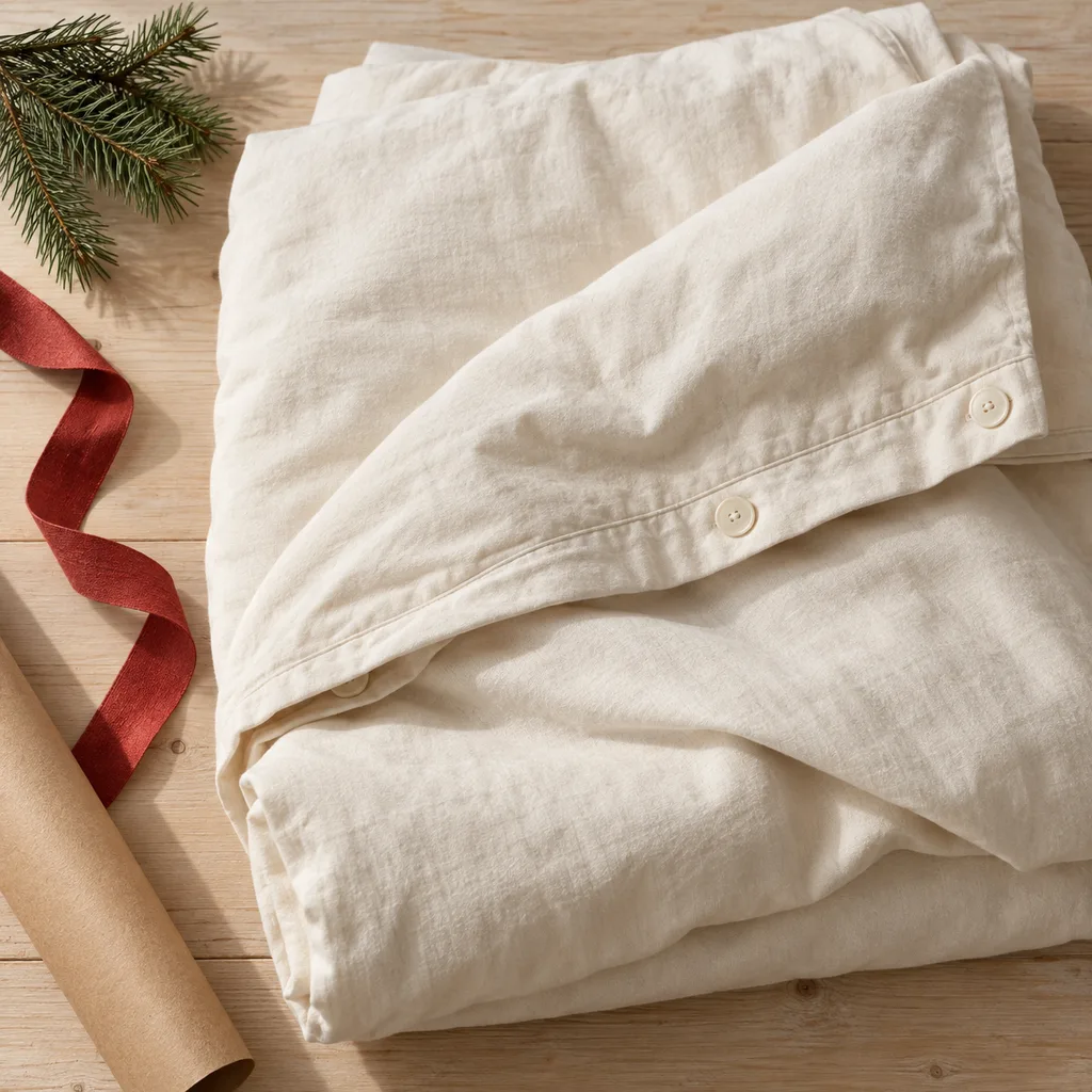 Representative photo-style image of eco-friendly organic cotton duvet cover — generated, not a specific product