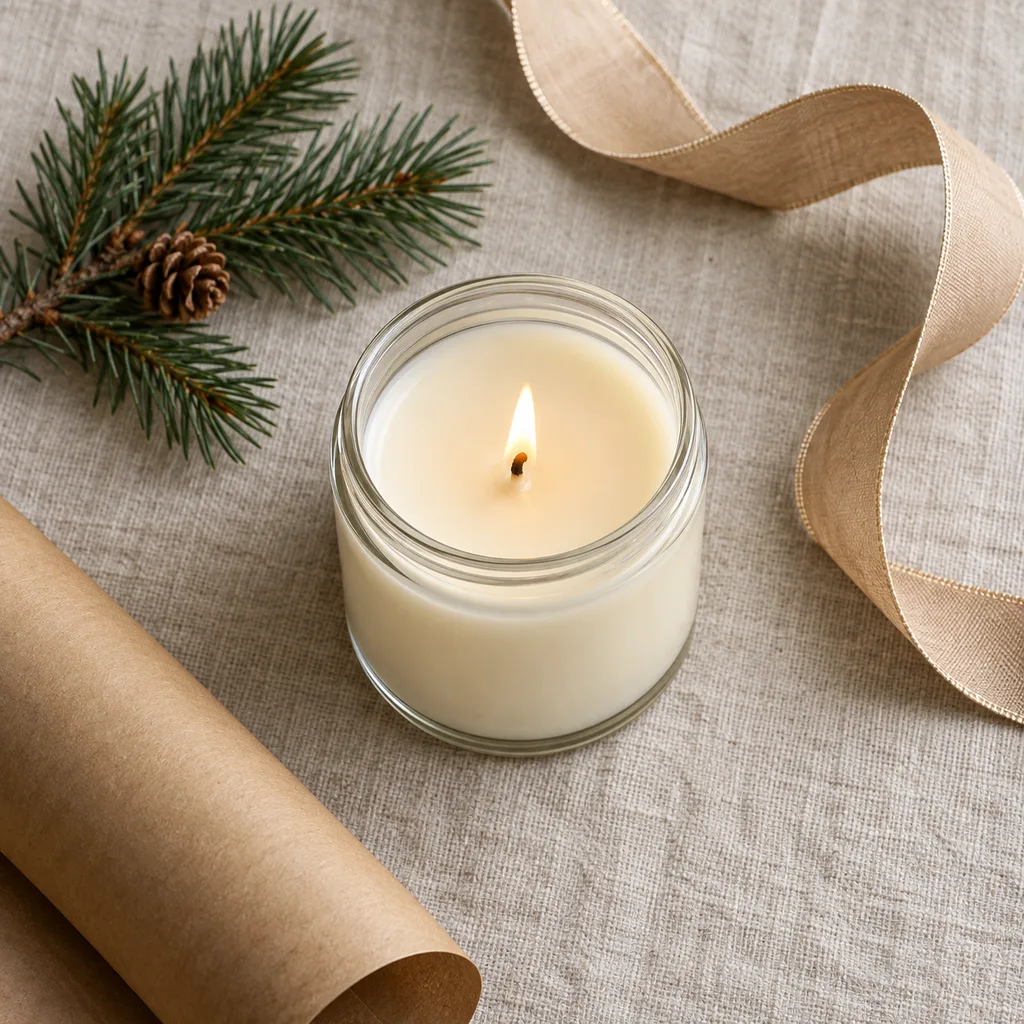 Representative photo-style image of eco-friendly soy wax candle — generated, not a specific product