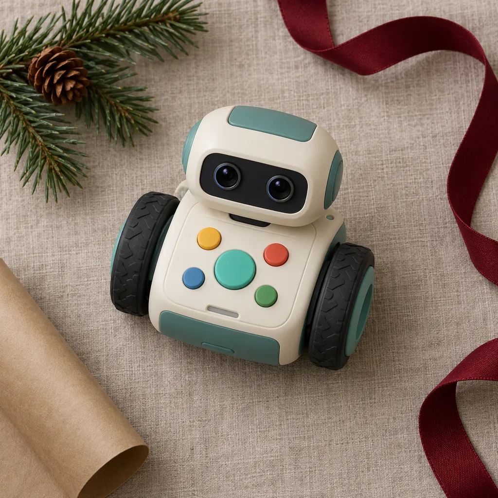Representative photo-style image of educational coding robot — generated, not a specific product