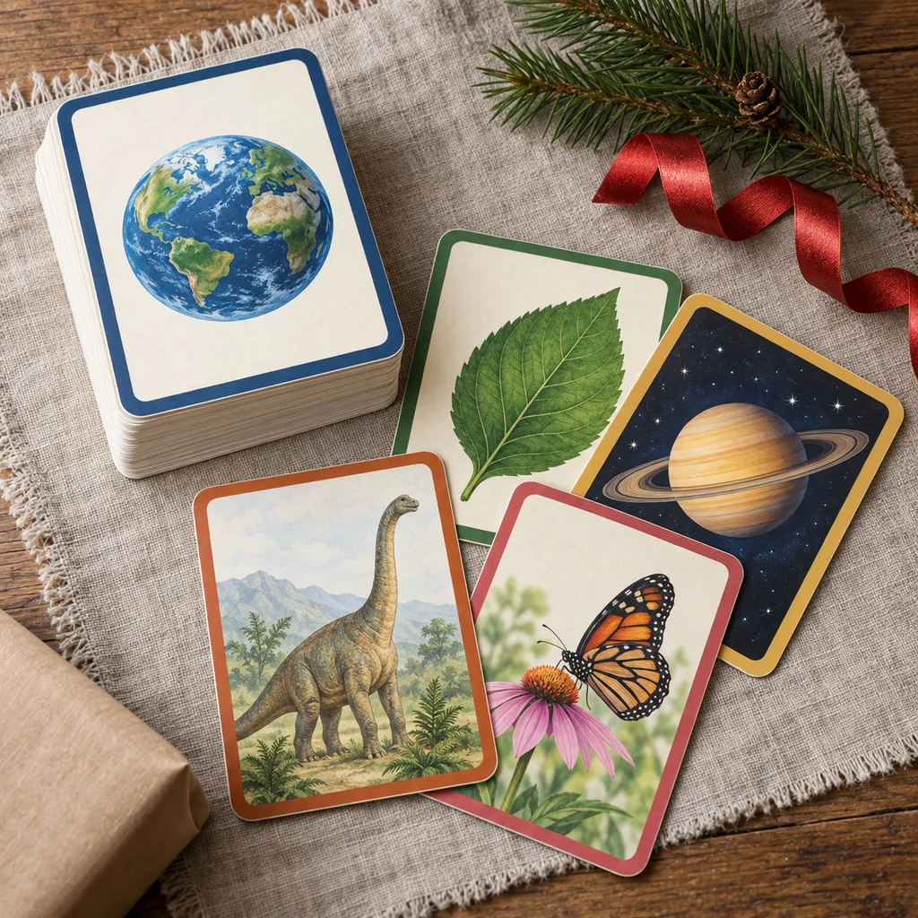 Representative photo-style image of educational trivia card game — generated, not a specific product