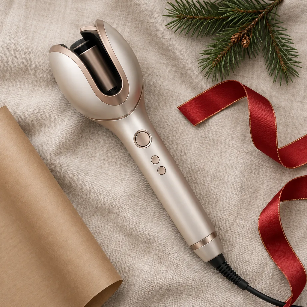 Representative photo-style image of effortless automatic hair curler — generated, not a specific product