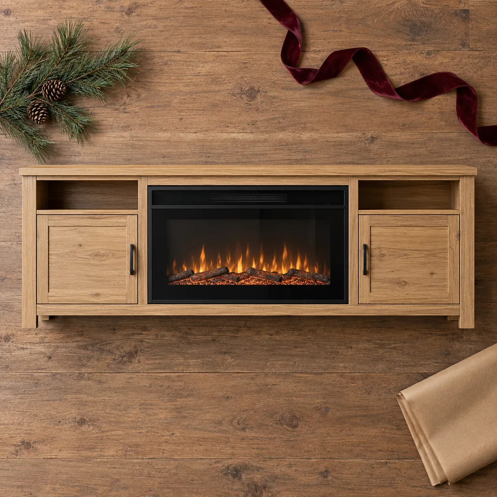 Representative photo-style image of electric fireplace tv stand — generated, not a specific product